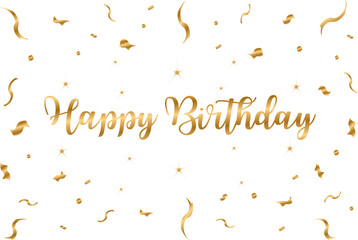 happy birthday - birthday graphic, confeti, banner, background, tv wallpaper, gold, white