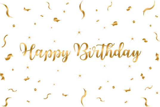 happy birthday - birthday graphic, confeti, banner, background, tv wallpaper, gold, white