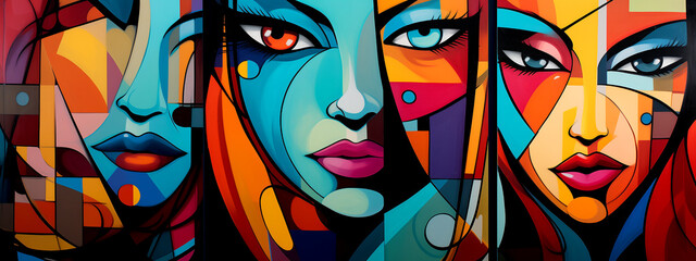 Graffiti Colorful Women - Cubism