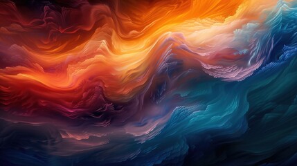 Swirling colors blending in abstract painting, captured in high-resolution image that highlights texture and depth. - obrazy, fototapety, plakaty