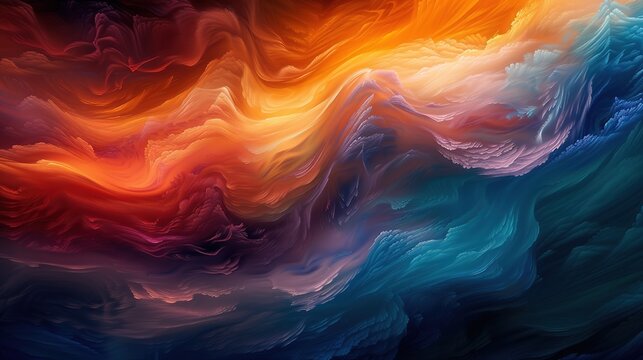 Swirling colors blending in abstract painting, captured in high-resolution image that highlights texture and depth.
