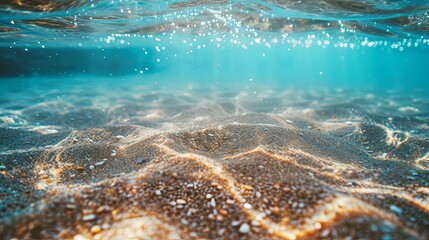 Obraz na płótnie Canvas Empty underwater sea bottom ocean with sun light wallpaper background