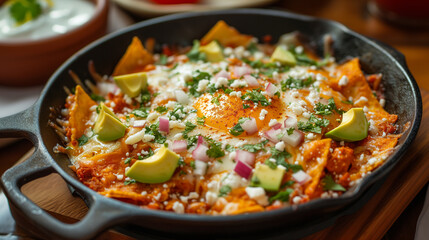 Details wiht the chilaquiles dish. AI generated