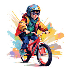 child riding scooter vector illustration isolated transparent background, cut out or cutout t-shirt design