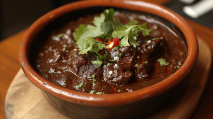 Details with the Mexican mole dish. AI generated
