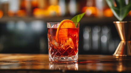 Details with the negroni cocktail. AI generated