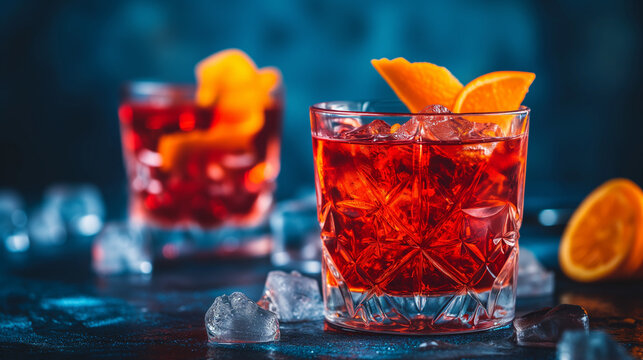 Details with the negroni cocktail. AI generated