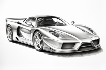 Sport car pencil drawing. Generative AI - obrazy, fototapety, plakaty
