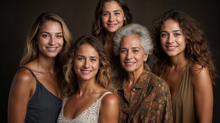 Fototapeta premium Women family generations, smiling female persons portrait
