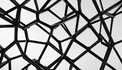 Abstract black polygonal structure, 3d render