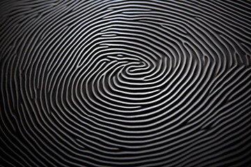 Close-up view of a loop fingerprint pattern, showcasing the characteristic looping ridges. Generative AI