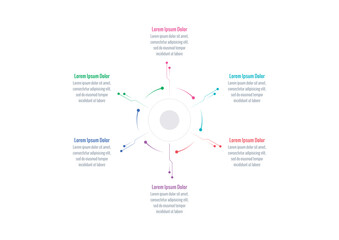 circular infographic template. six steps information template. Infographic template for industry, science, education, business, printing, technology world