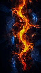 Close Up of Fire on Black Background. Generative AI.