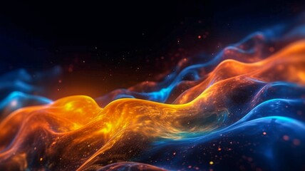 Fototapeta premium Blue and Orange Background With Black Background. Generative AI.