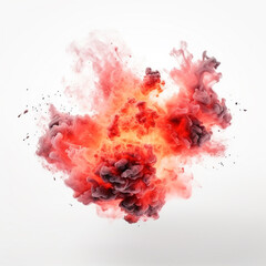 Explosion of fire and smoke isolated on white - obrazy, fototapety, plakaty