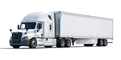 White cargo truck freightliner isolated on white background