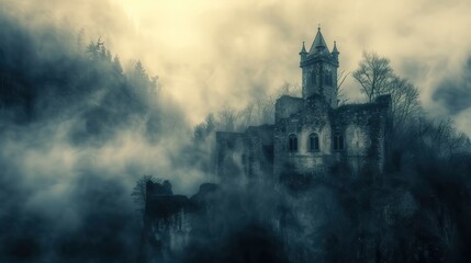  mysterious fog enveloped the old ruined castle