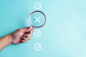 approval, approved, check, checkmark, choice, choose, confirm, correct, cross, decision. hold a...