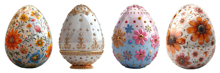 Easter egg decoration isolated on transparent background ,easter egg png ,generative ai
