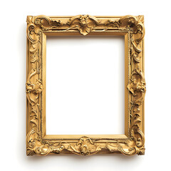 Gold antique vintage frame isolated on white background