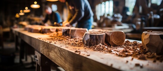 gouge for wood on carpenter workbench