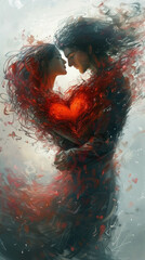 Illustrate a love so fierce it feels like a hot wind rushing through the hearts open doors