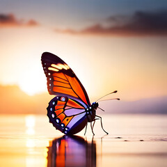 butterfly on sunset