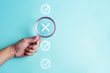 approval, approved, check, checkmark, choice, choose, confirm, correct, cross, decision. hold a...