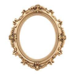 Gold antique vintage oval frame isolated on transparent