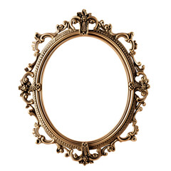 Gold antique vintage oval frame isolated on transparent