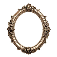 Gold antique vintage oval frame isolated on transparent