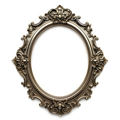 Gold antique vintage oval frame isolated on transparent