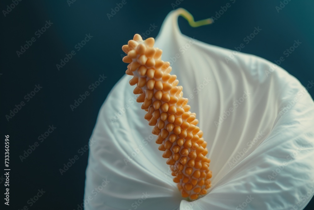 Poster a detailed view of a white flower with a vibrant green stem. this image can be used in various creat