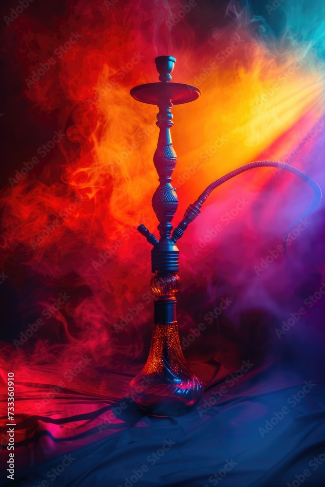 Poster a hook with colored smoke rising from it. perfect for adding a vibrant touch to your designs