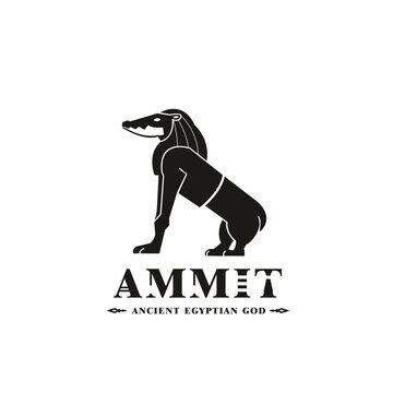 Ancient egyptian god ammit silhouette, middle east god Logo