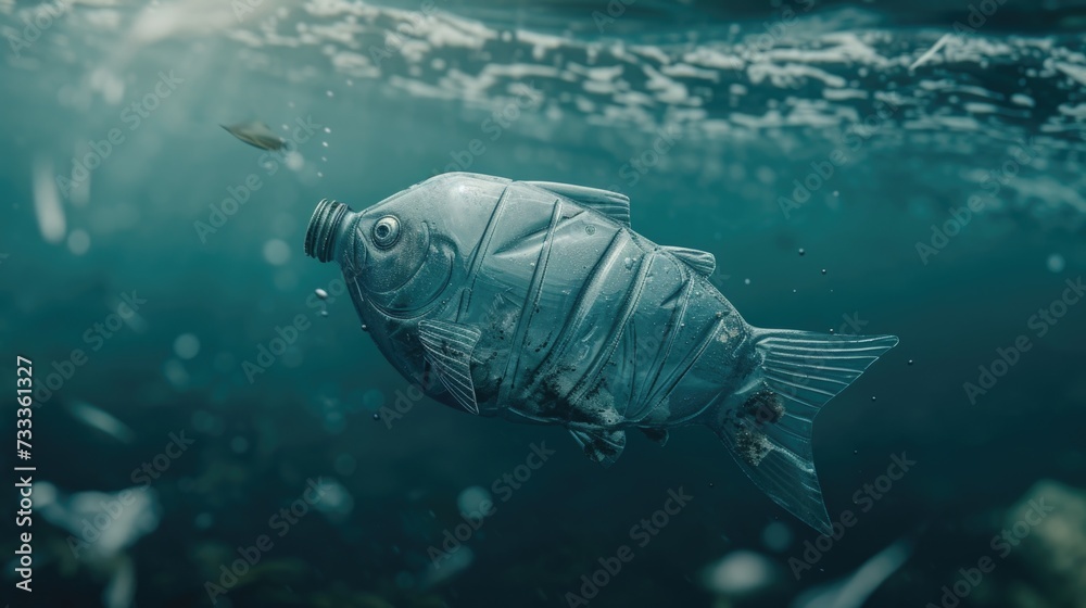 Poster A picture of a fish floating in water. Can be used to depict aquatic life or as a background image for marine-themed designs
