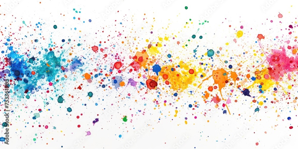 Poster Colorful paint splatters on a white surface. Perfect for artistic projects or adding a pop of color to any design
