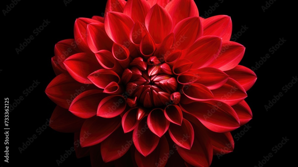 Poster A close-up view of a vibrant red flower against a dark black background. Perfect for adding a pop of color to any project