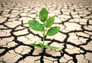 Speranza Verde- Pianta che Sboccia nel Terreno Arido e Fessurato