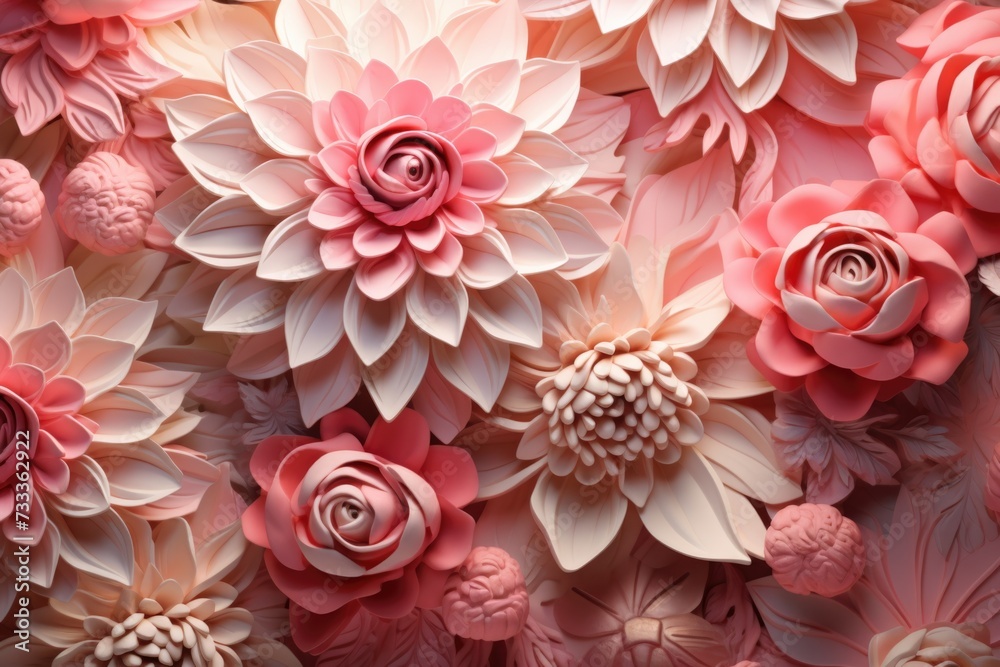 Poster a close-up view of a bunch of pink and white flowers. perfect for adding a touch of beauty to any pr