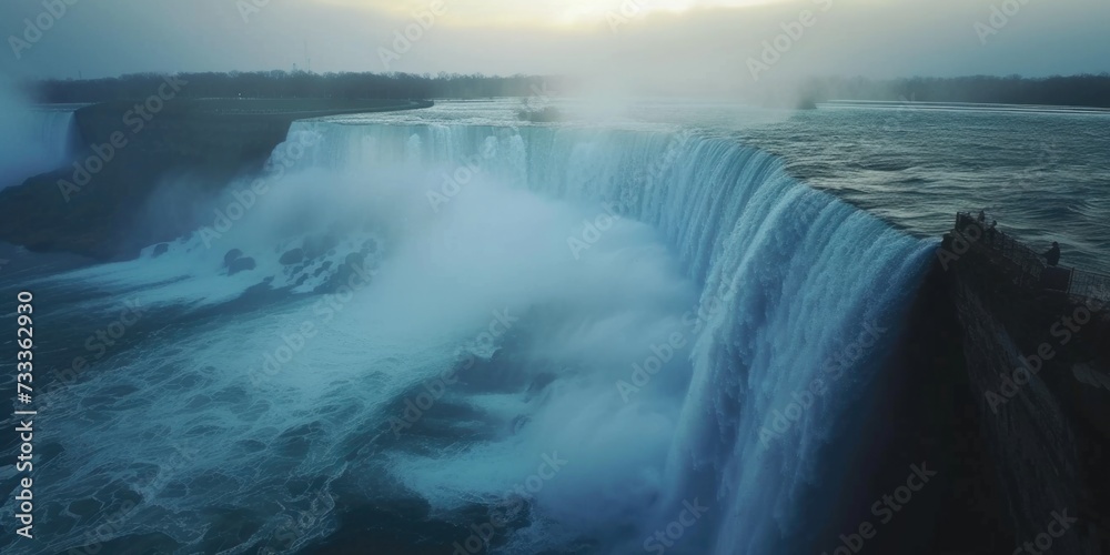 Aufkleber a stunning view of a waterfall cascading in the middle of the ocean. perfect for nature enthusiasts 