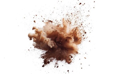 Brown substance exploding from the ground. Suitable for illustrating natural disasters or chemical spills - obrazy, fototapety, plakaty
