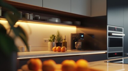 A bowl of oranges sitting on a counter in a kitchen. Perfect for adding a pop of color to any kitchen decor