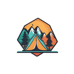 Camping Logo On A Transparent Background Illustration Art Generative AI.