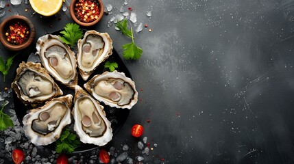 Obraz na płótnie Canvas Oyster raw seafood dinner dish gourmet wallpaper background 