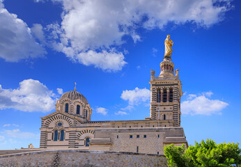 View of Notre Dame de la Garde in Marseille, France.