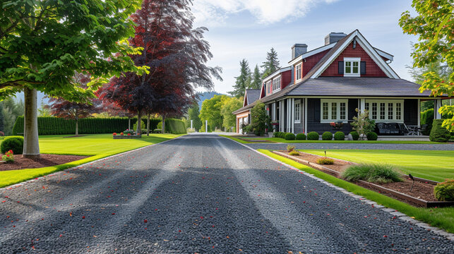Driveway street elevation details of a country estate farm house in British Columbia