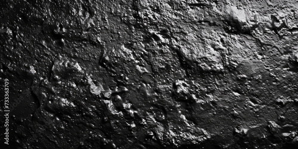 Poster A black and white photo capturing the texture and reflection on a wet surface. Suitable for various uses