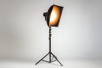 A photo studio setup with a tripod light. Perfect for professional photographers and photography enthusiasts. - obrazy, fototapety, plakaty