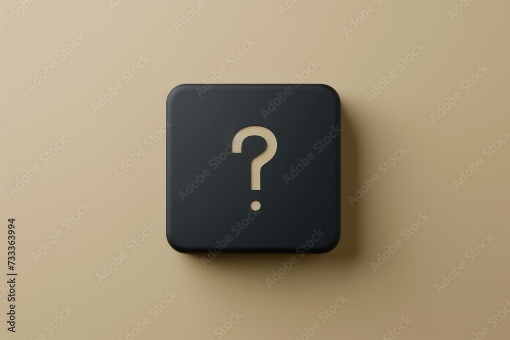 Leinwandbilder a black square button with a question mark symbol on it. can be used for various purposes